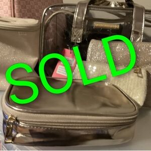 Vince Camuto 5 Piece  Gold Cosmetic Bag Set